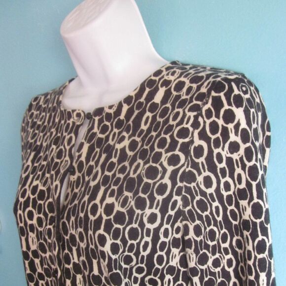 J Crew Womens Size M Button Front Wool Cardigan Black Chain Print Sweater 34" B - Picture 2 of 12